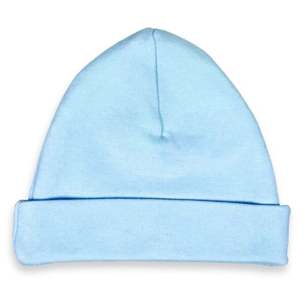 Geborduurd babymutsje lichtblauw. Het is het perfecte cadeau voor babyshowers, geboorten, verjaardagen of gewoon voor je eigen kleintje.